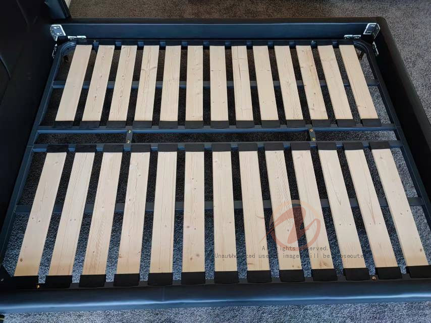 Giovanni Rock Black luxurious Leather Bed Frame Queen/ King/ Steel legs
