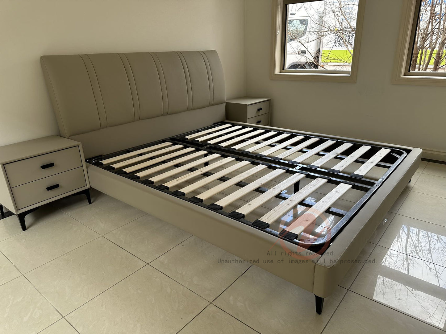 AMARYLLIS AMARYLLIS Genuine Leather Bed Frame | Bedside Table | Queen | King |T-1001