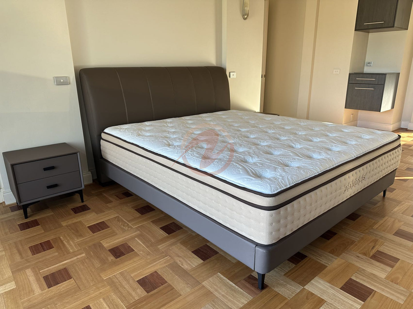 ASTER Genuine Leather Bed Frame | Bedside Table | Queen | King |T-1003