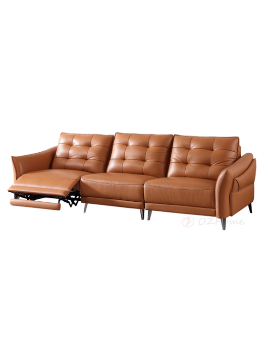 【Electric Sofa】LYSANDRA Orange-Brown Genuine Leather Three-Seater Sofa with Dual Armrests 282cm | E005-L