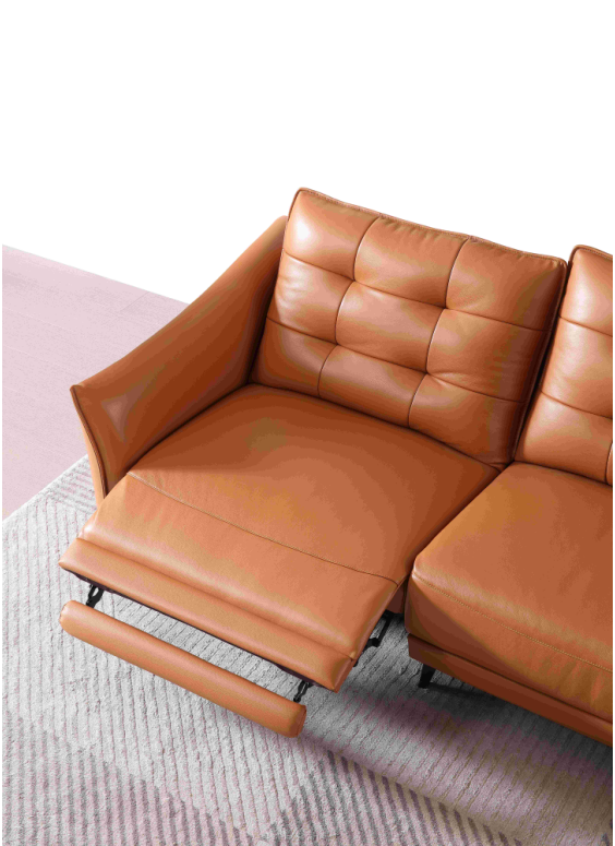 【Electric Sofa】LYSANDRA Orange-Brown Genuine Leather Three-Seater Sofa with Dual Armrests 282cm | E005-L