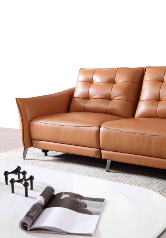 【Electric Sofa】LYSANDRA Orange-Brown Genuine Leather Three-Seater Sofa with Dual Armrests 282cm | E005-L