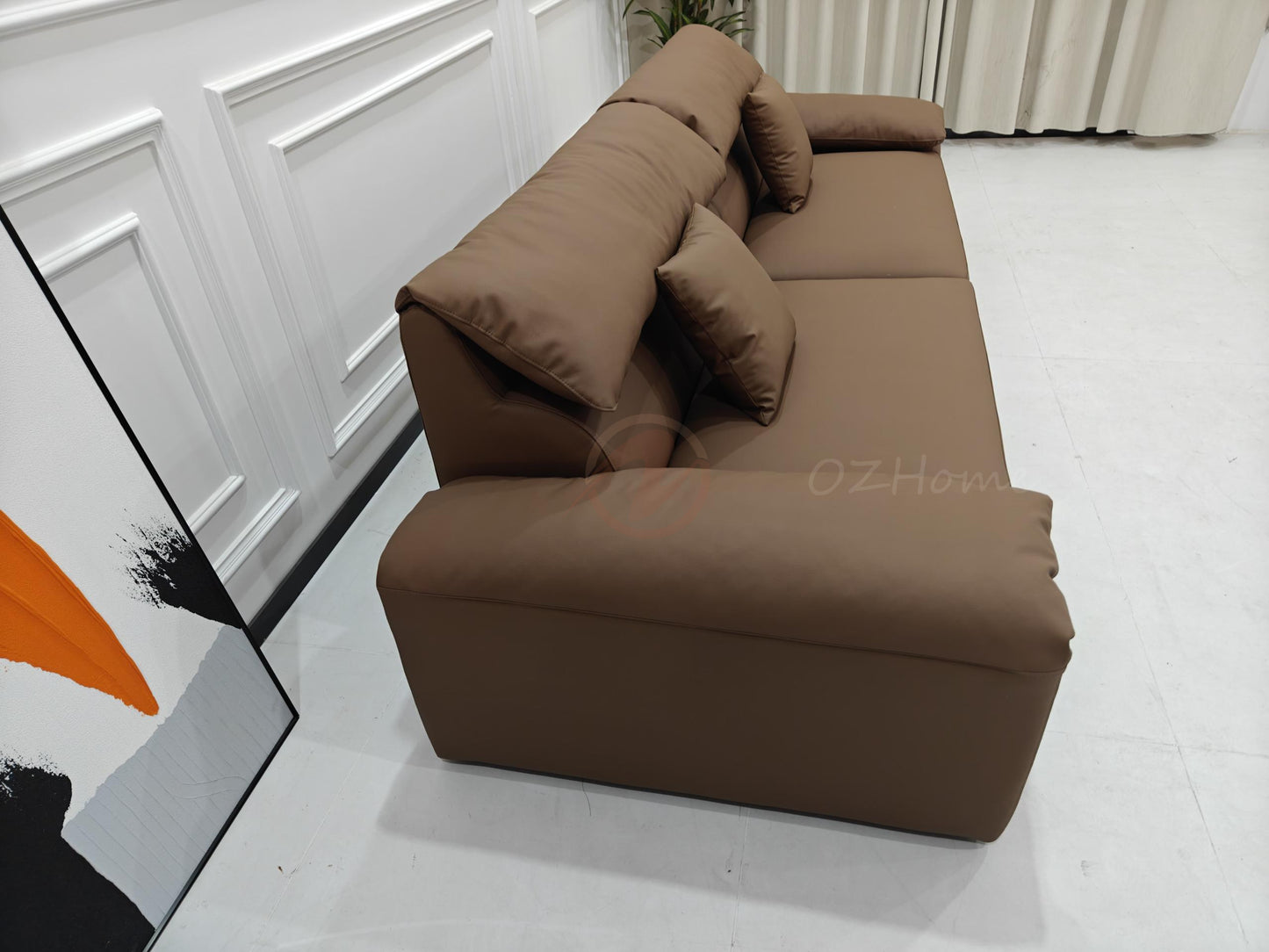 GNAEUS Luxury Italian-Style Genuine Leather Three-Seater Sofa with Elephant-Ear Design | Corner Sofa | Ottoman | Modular Sofa | SF-1041