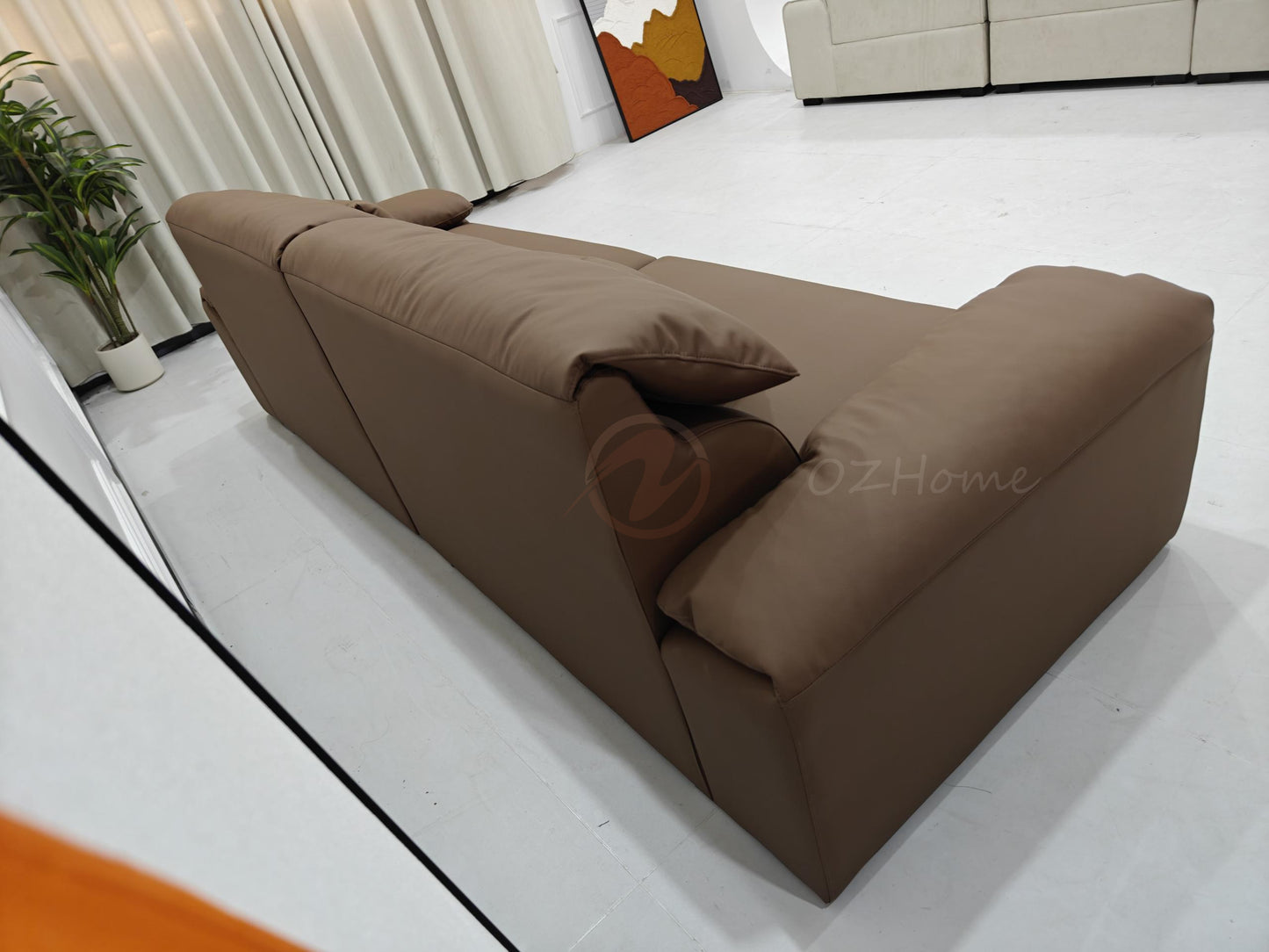 GNAEUS Luxury Italian-Style Genuine Leather Three-Seater Sofa with Elephant-Ear Design | Corner Sofa | Ottoman | Modular Sofa | SF-1041