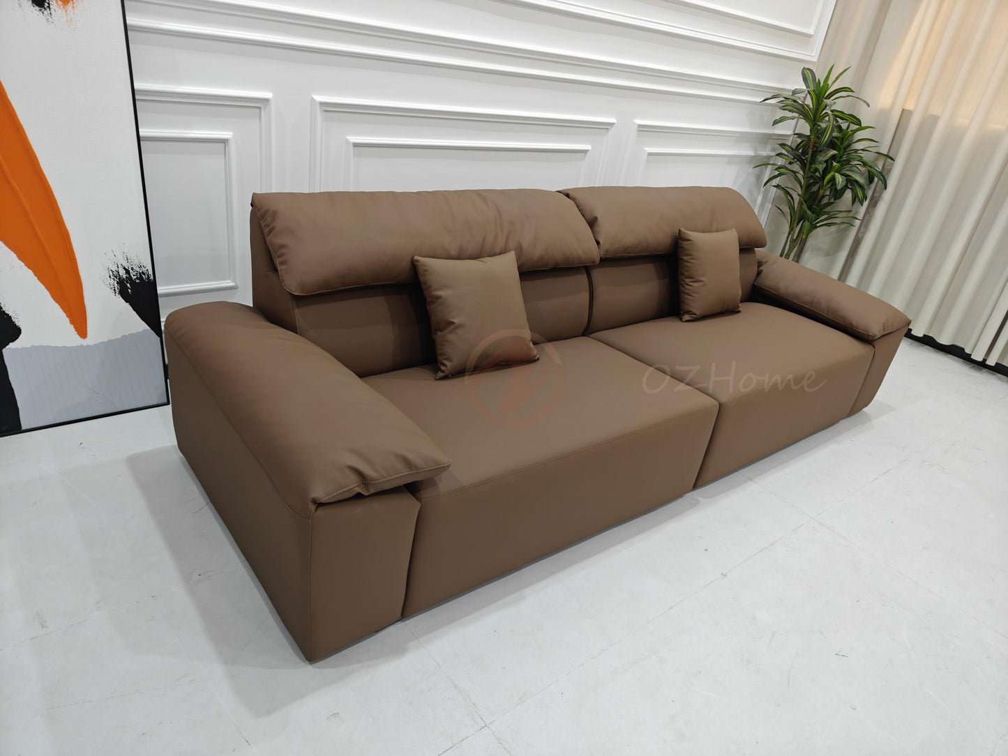 GNAEUS Luxury Italian-Style Genuine Leather Three-Seater Sofa with Elephant-Ear Design | Corner Sofa | Ottoman | Modular Sofa | SF-1041