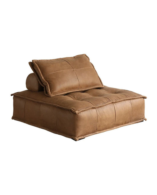 TOFU High-Fiber Brown Leather Tofu Block Sofa | 1023