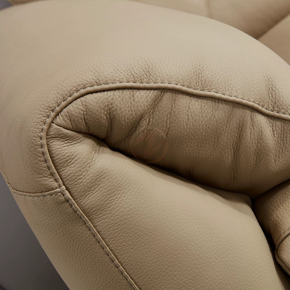 Electric Sofa SEXTUS Genuine Leather Light Grey Right-Side Electric Three-Seater Sofa | 293cm | E008