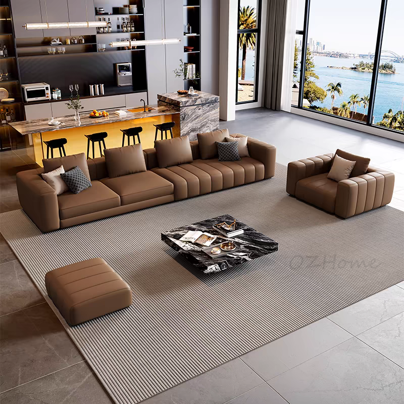 【Pre-order】Piano Genuine Leather Adjustable Modular Sofa with Piano Key Cushions | 1045-352