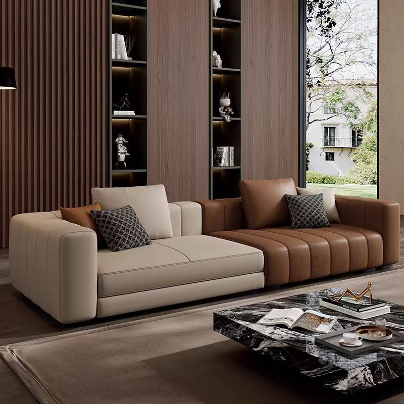【Pre-order】Piano Genuine Leather Adjustable Modular Sofa with Piano Key Cushions | 1045-352