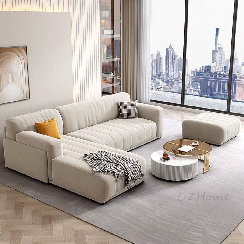 SKANDI Comfort 3-Seater Sofa in Beige Cat-Scratch-Resistant Fabric with Latex Cushioning – 240cm | 1047