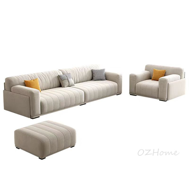 SKANDI Comfort 3-Seater Sofa in Beige Cat-Scratch-Resistant Fabric with Latex Cushioning – 240cm | 1047
