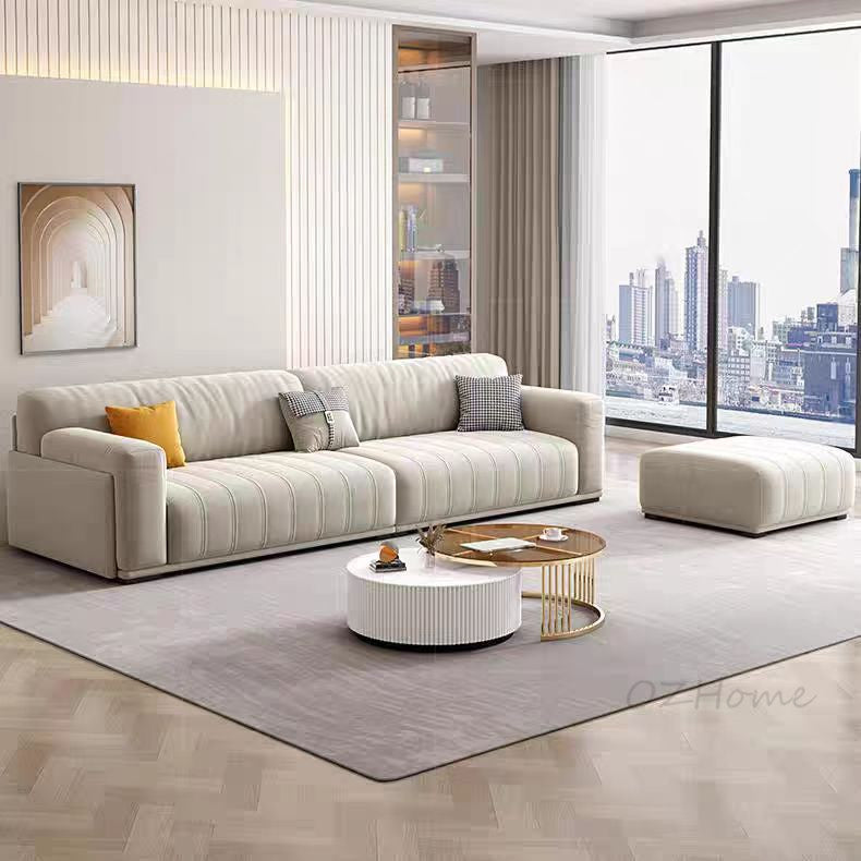 SKANDI Comfort 3-Seater Sofa in Beige Cat-Scratch-Resistant Fabric with Latex Cushioning – 240cm | 1047