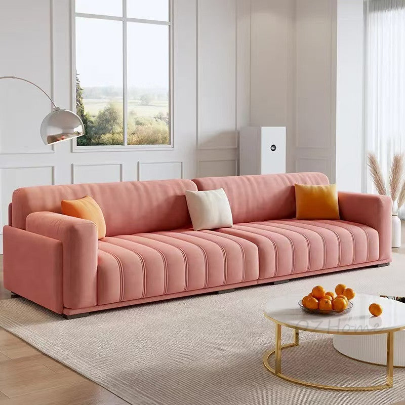 SKANDI Comfort 3-Seater Sofa in Beige Cat-Scratch-Resistant Fabric with Latex Cushioning – 240cm | 1047