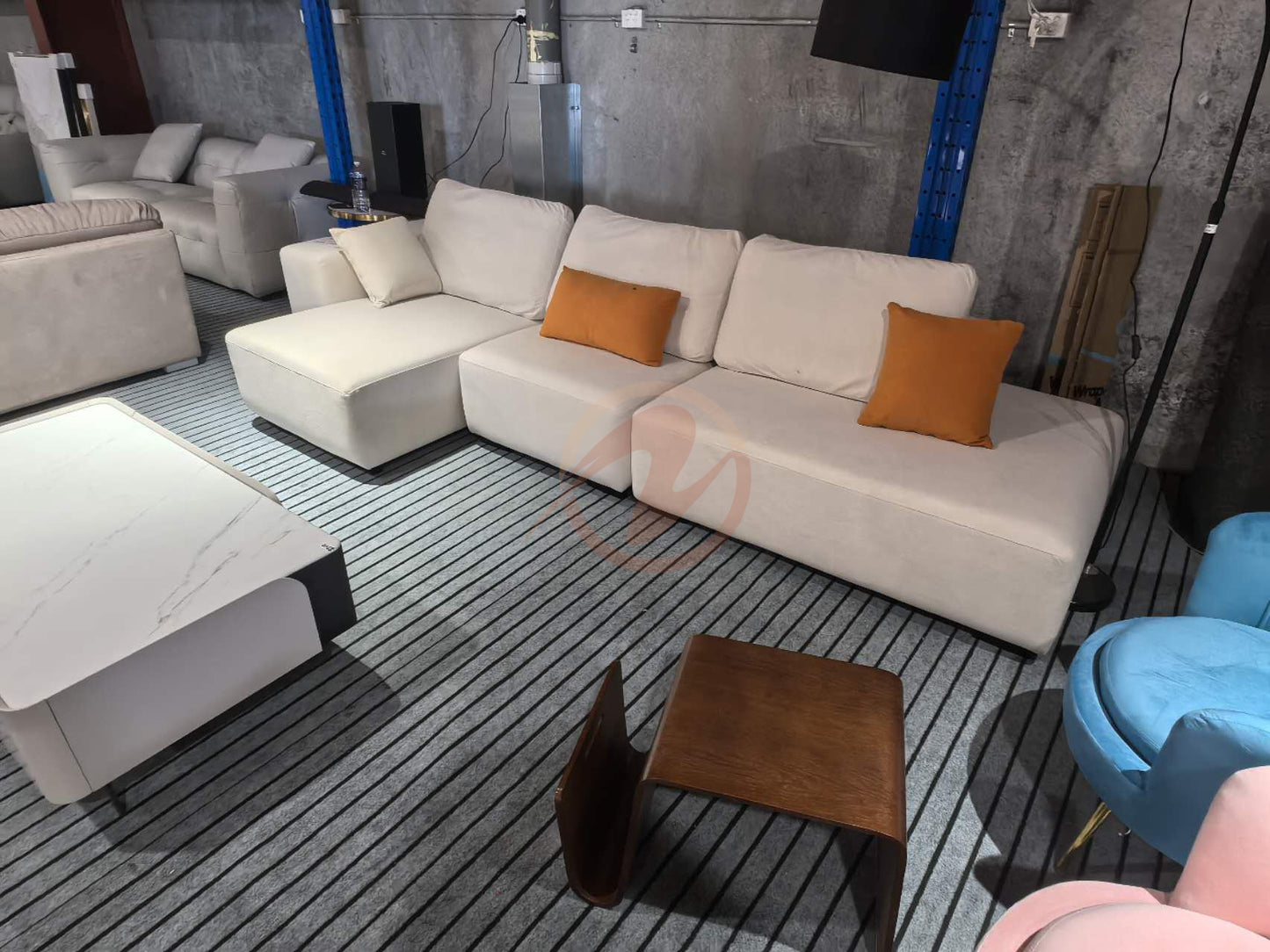 【Sample 30% Off】Beige Modular Tech Fabric Sectional Sofa, Expandable to 320cm
