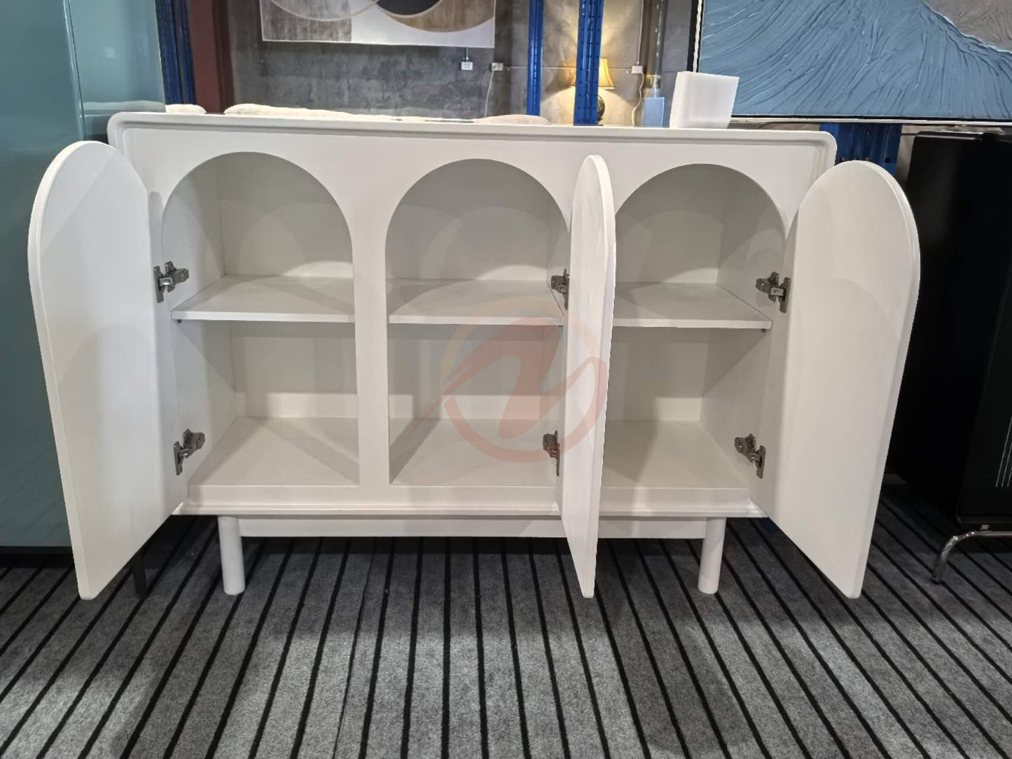 MILKIES Cream-Style Piano Lacquer Solid Wood Sideboard | Storage Cabinet | 7025