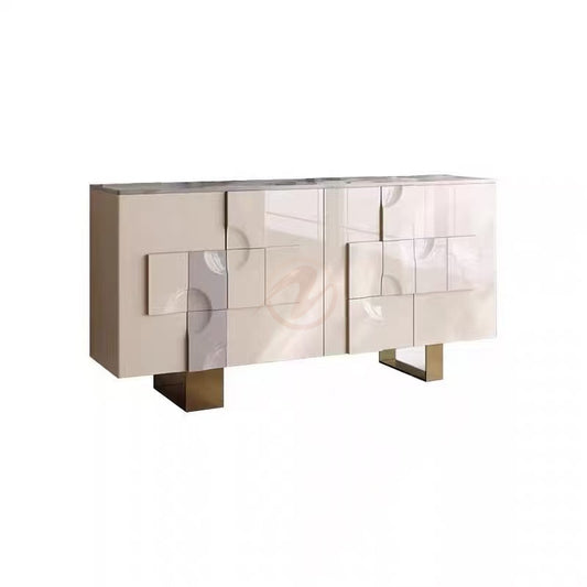 RENZO Italian Minimalist Sintered Stone Top Two-Tone Sideboard | Entryway Cabinet | Shoe Cabinet | 7029