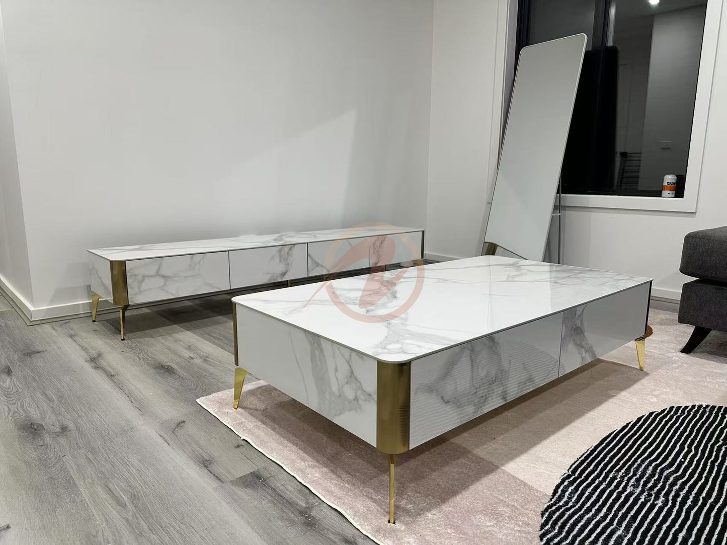 EAVAN Mordern Minimalistic/ Coffee Table/ Tea Table - 130cm Sintered Stone Top White