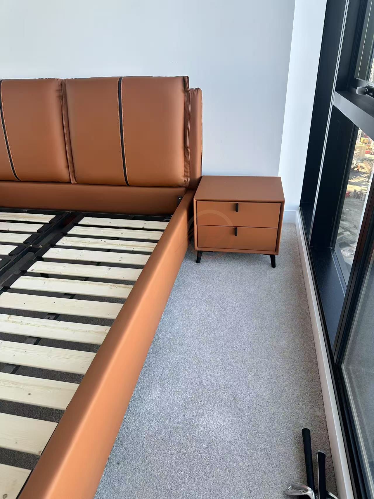 ALESSANDRO luxurious Leather Bed Frame King & Queen Size / Carbon steel legs 0034