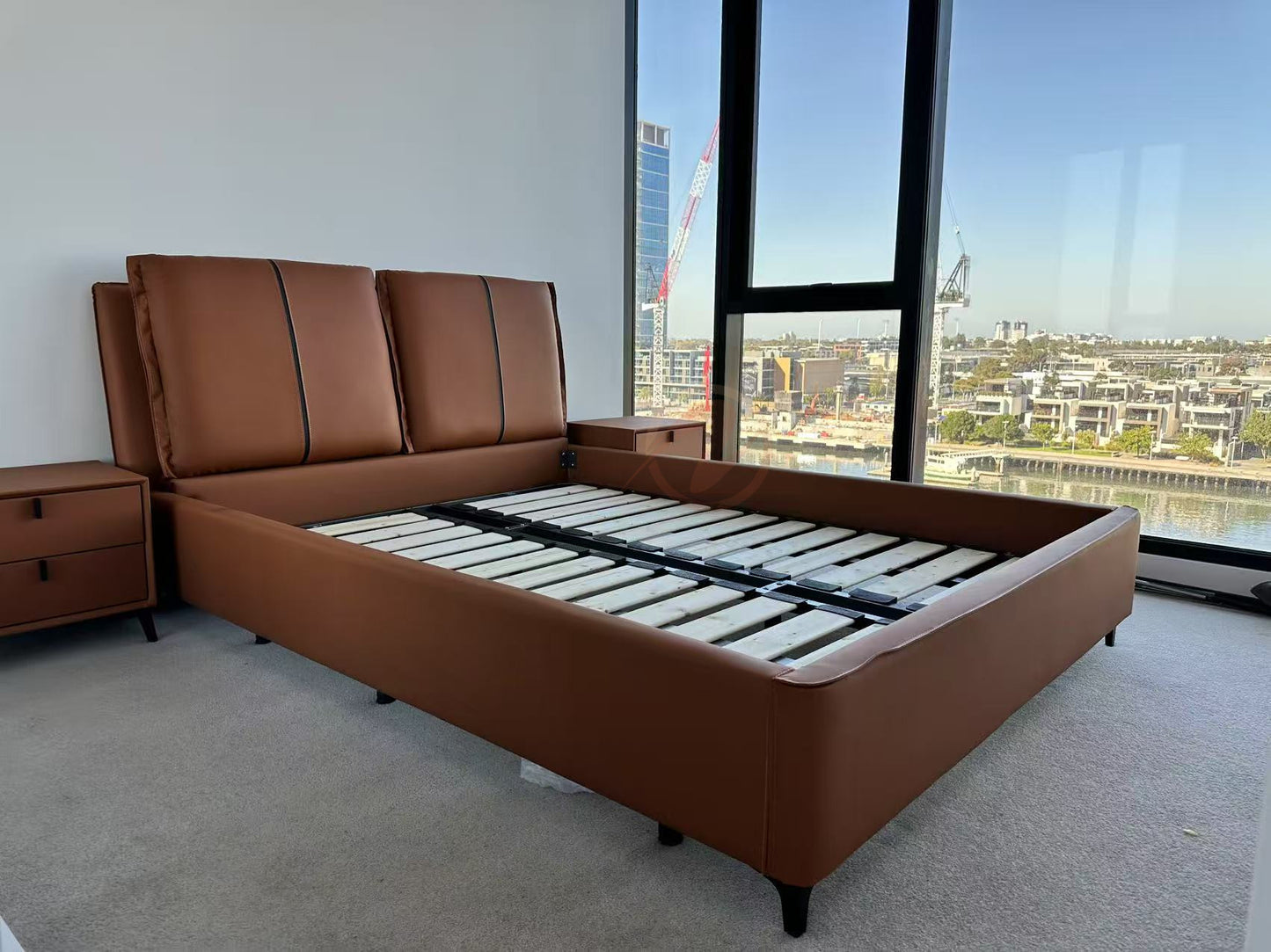 ALESSANDRO luxurious Leather Bed Frame King & Queen Size / Carbon steel legs 0034