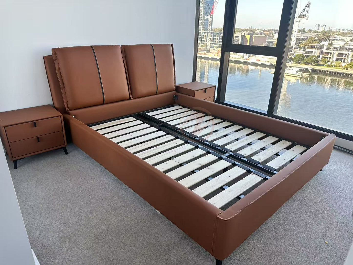 ALESSANDRO luxurious Leather Bed Frame King & Queen Size / Carbon steel legs 0034