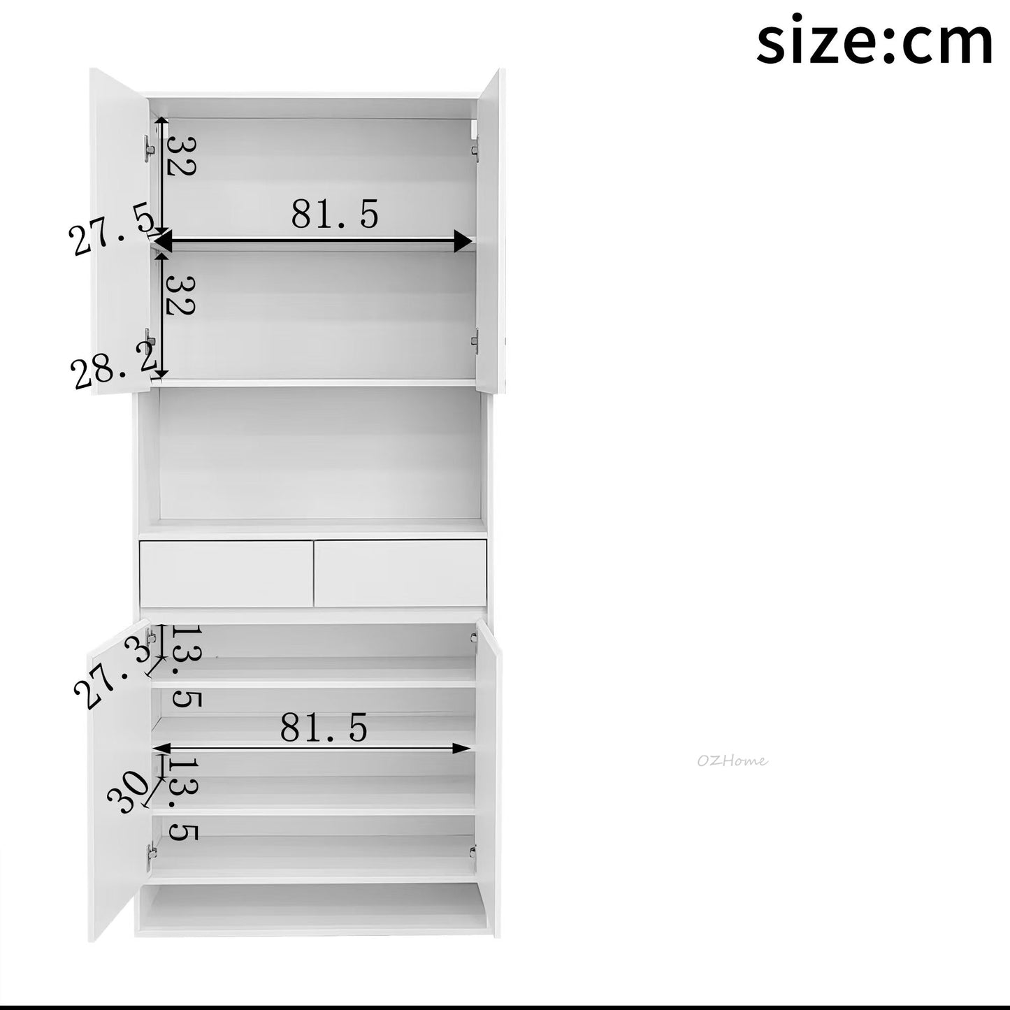FINN Extra-Large White Four-Door Storage Shoe Cabinet with Drawer | SS-007