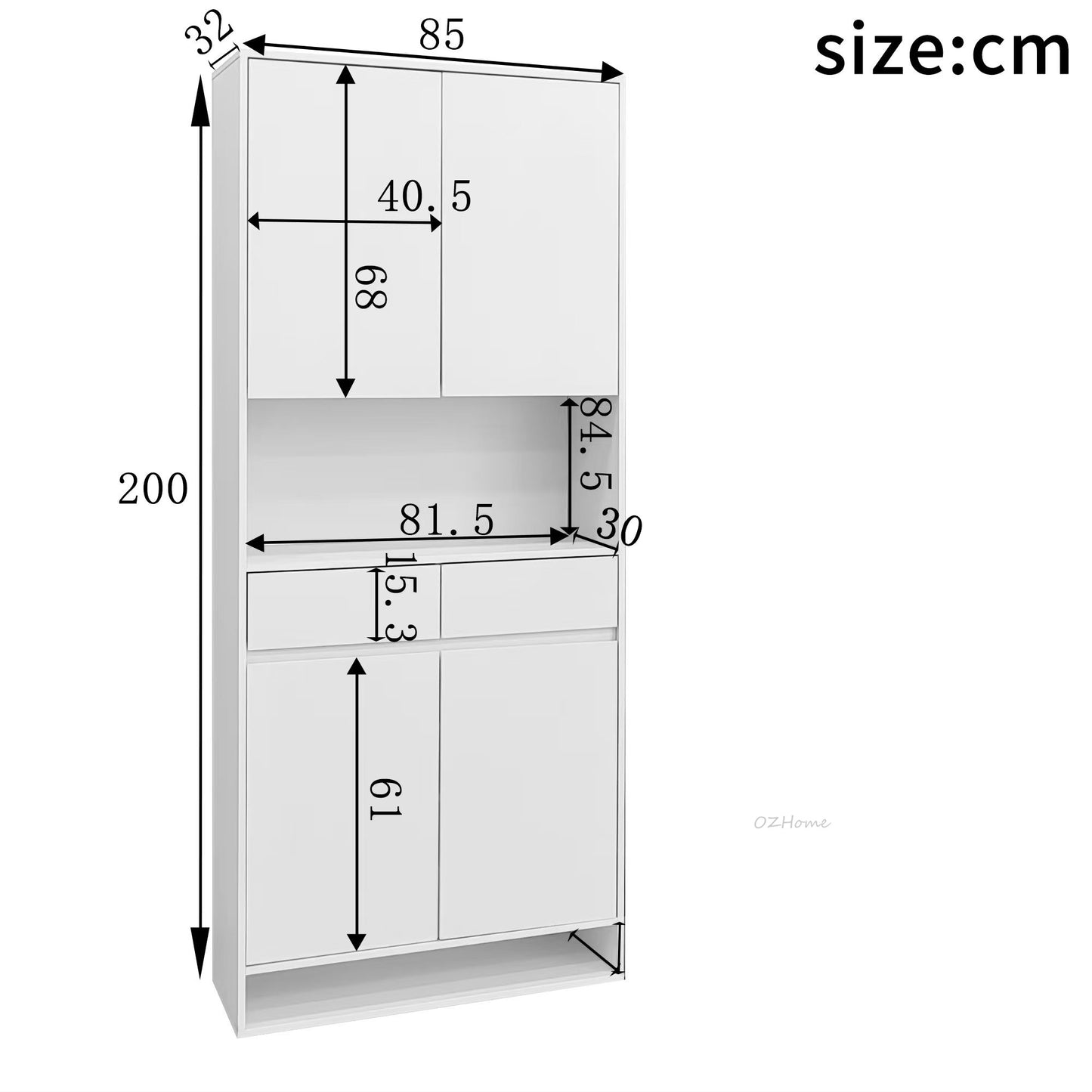 FINN Extra-Large White Four-Door Storage Shoe Cabinet with Drawer | SS-007
