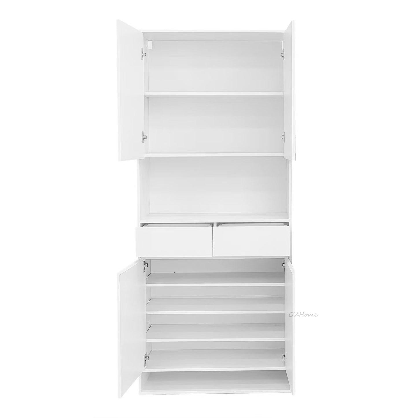 FINN Extra-Large White Four-Door Storage Shoe Cabinet with Drawer | SS-007
