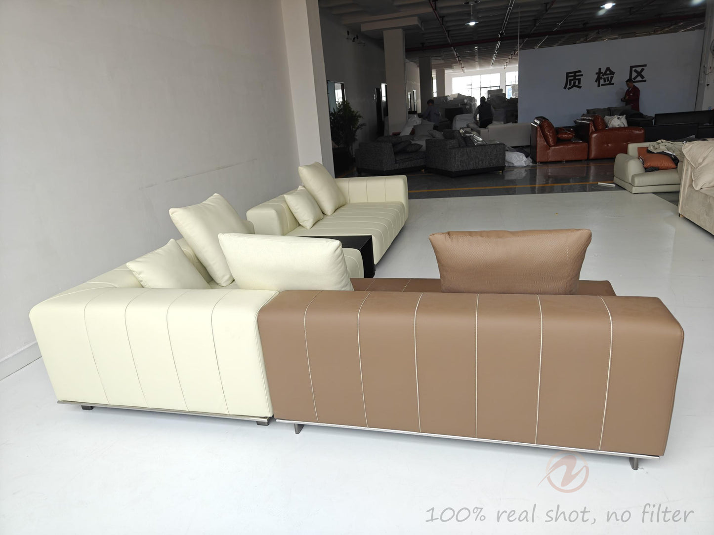 Piano Genuine Leather Oversized Adjustable Modular Sofa with Piano Key Cushions | 1045-352