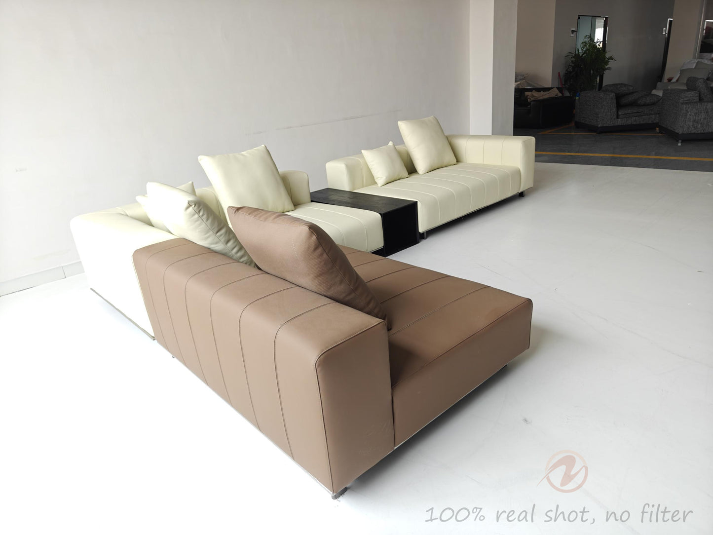 Piano Genuine Leather Oversized Adjustable Modular Sofa with Piano Key Cushions | 1045-352
