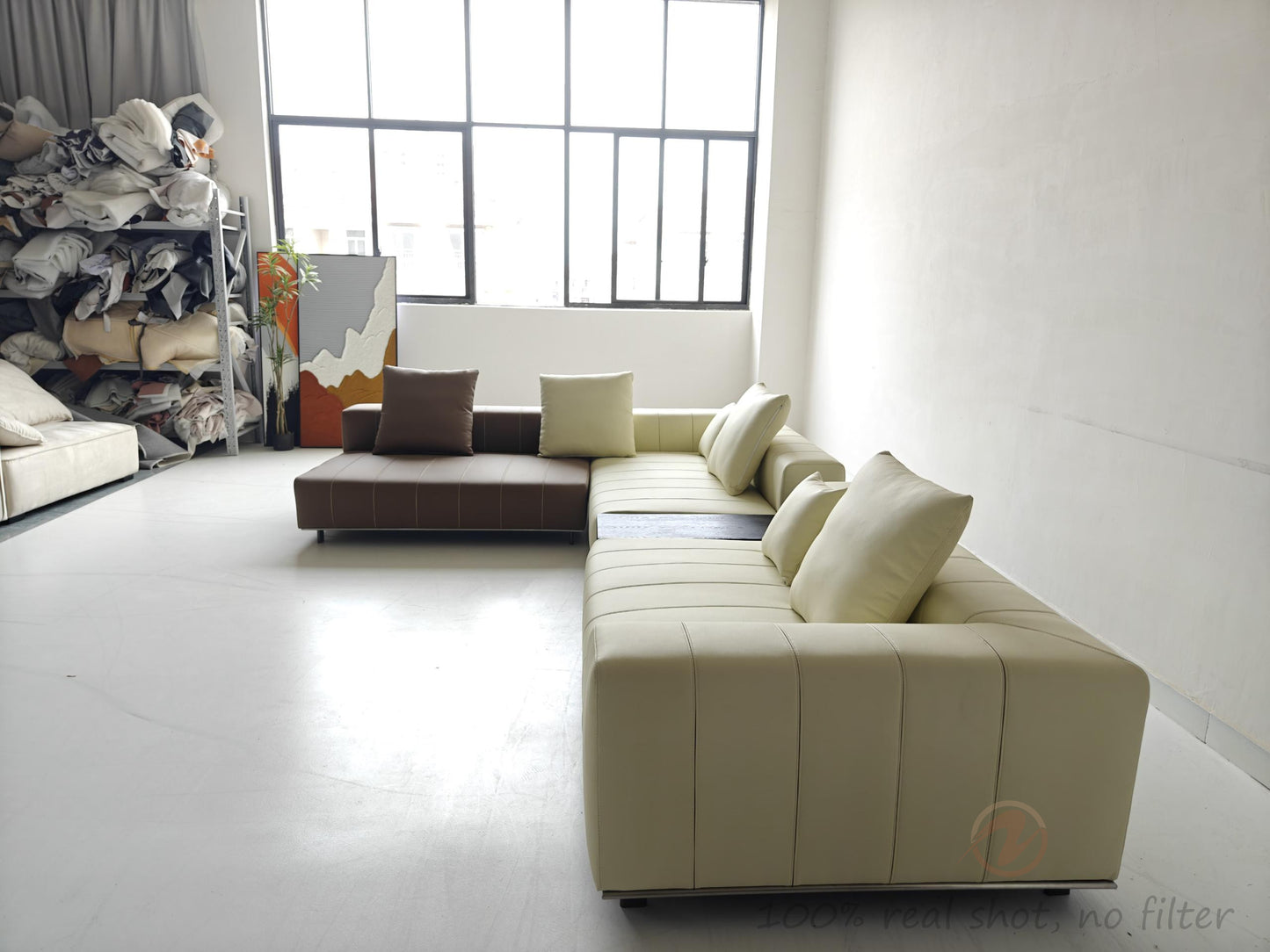 Piano Genuine Leather Oversized Adjustable Modular Sofa with Piano Key Cushions | 1045-352