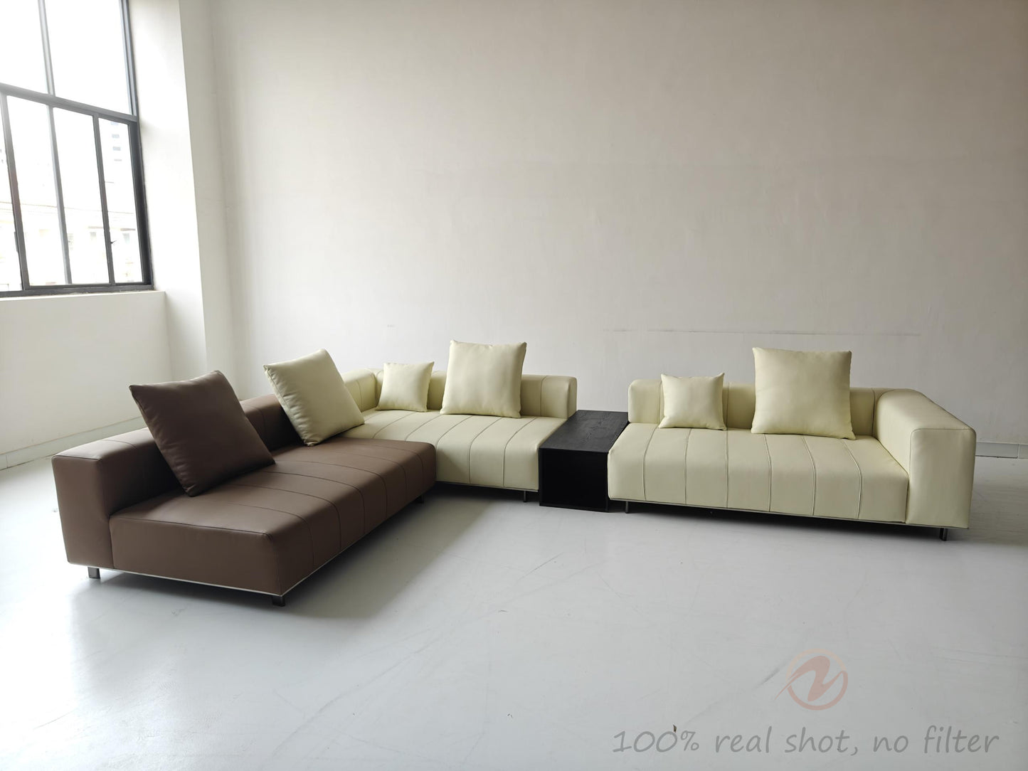 Piano Genuine Leather Oversized Adjustable Modular Sofa with Piano Key Cushions | 1045-352