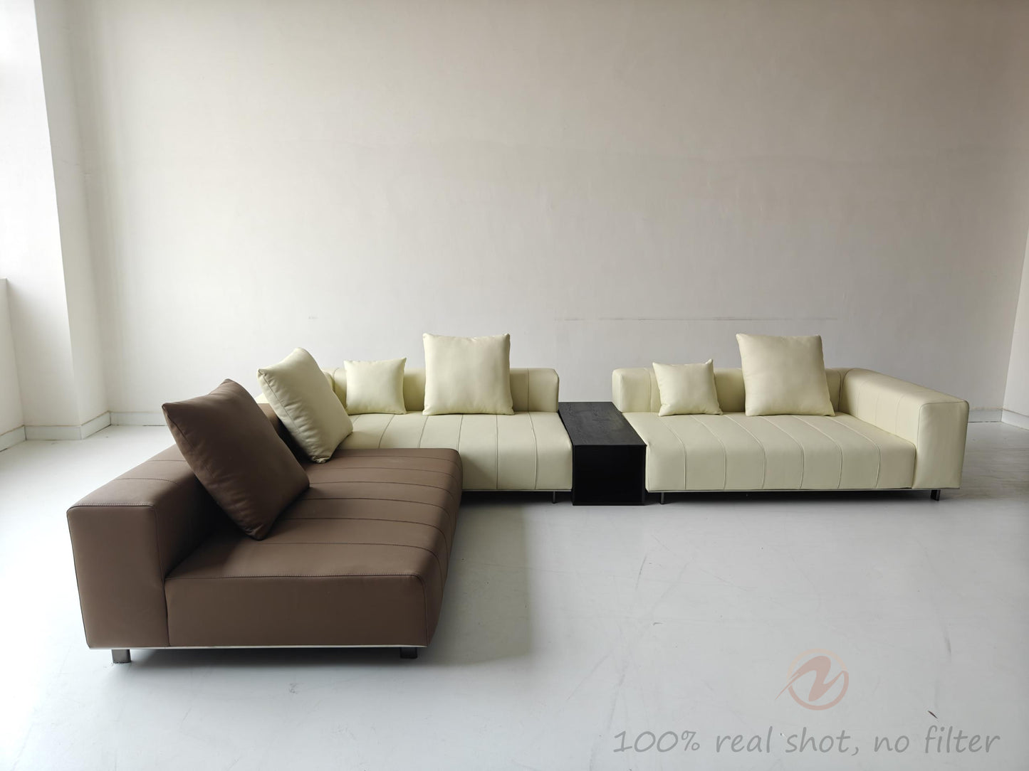 Piano Genuine Leather Oversized Adjustable Modular Sofa with Piano Key Cushions | 1045-352