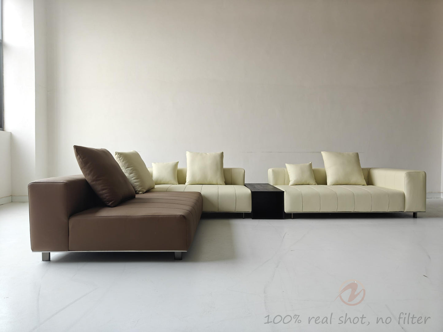 Piano Genuine Leather Oversized Adjustable Modular Sofa with Piano Key Cushions | 1045-352