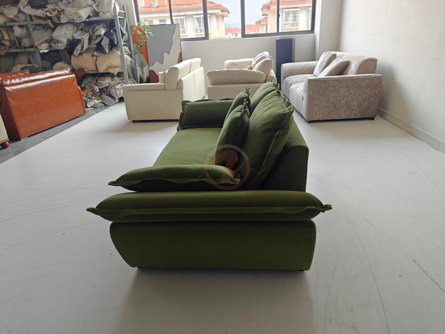 ✨ Limited Time Deal ✨ SAILBOAT Green Tech Fabric Sofa Set – 2-Seater + 1-Seater | 210cm | Model: 1029-190
