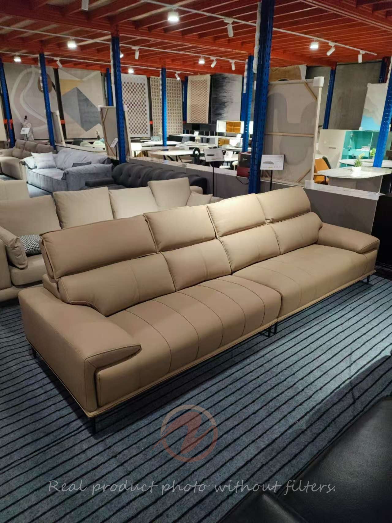 HANNELORE Genuine Leather Series Camel High-Back Four-Seater Sofa | 1085