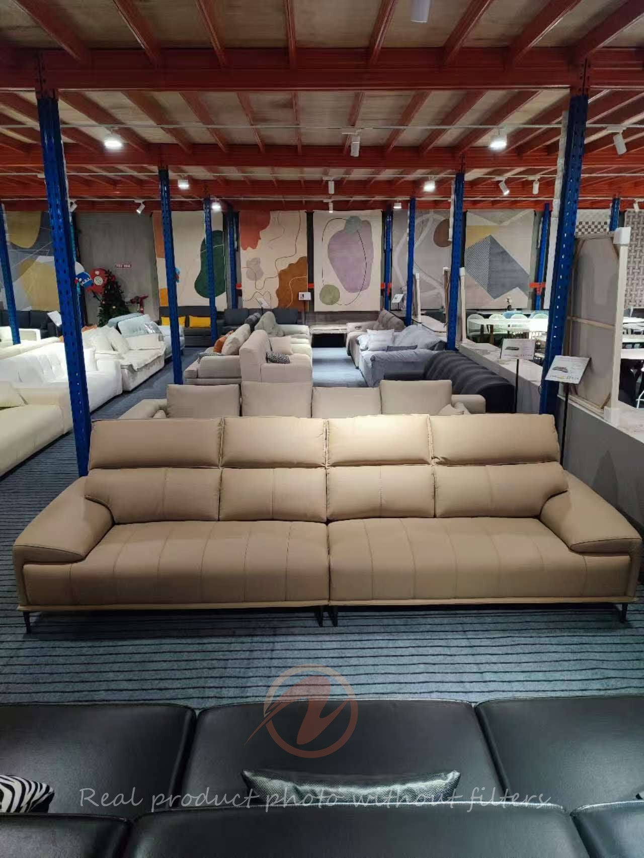 HANNELORE Genuine Leather Series Camel High-Back Four-Seater Sofa | 1085