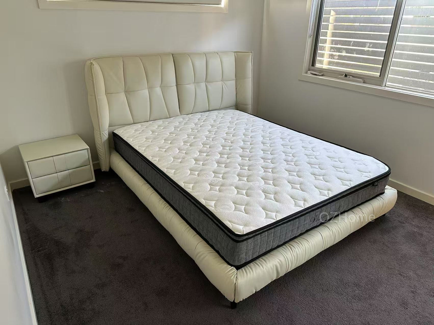 Foggle Luxurious Leather Bed Frame/Premium calf leather /Steel legs/ Queen/ King/