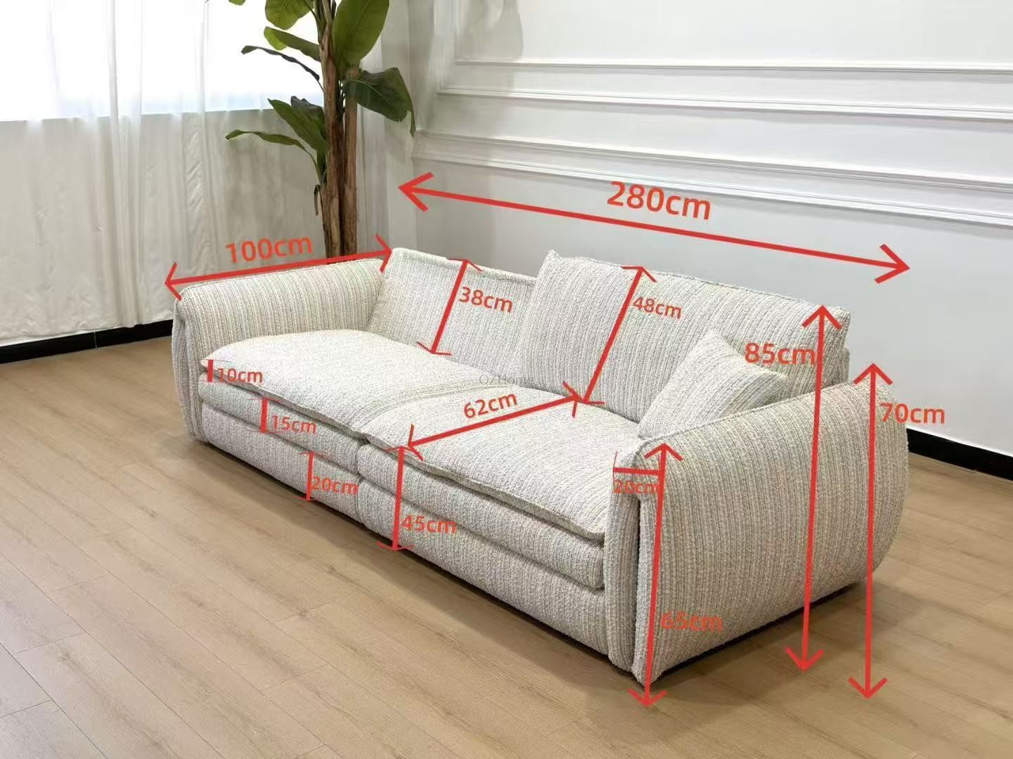 STELLAR 280cm Luxury Textured Linen-Blend Sofa