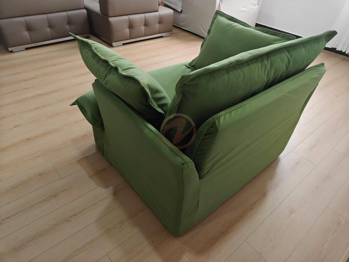 ✨ Limited Time Deal ✨ SAILBOAT Green Tech Fabric Sofa Set – 2-Seater + 1-Seater | 210cm | Model: 1029-190