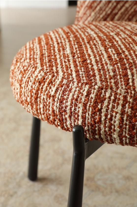 AIVIS Luxury Fabric Curved Dining Chair – Red Monet Tweed | Custom Colors | 4121