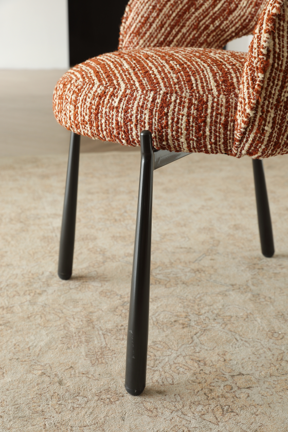 AIVIS Luxury Fabric Curved Dining Chair – Red Monet Tweed | Custom Colors | 4121