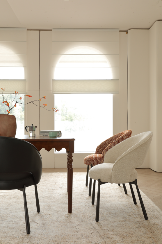 AIVIS Luxury Chenille Curved Dining Chair – Off-White | Custom Colors | 4121