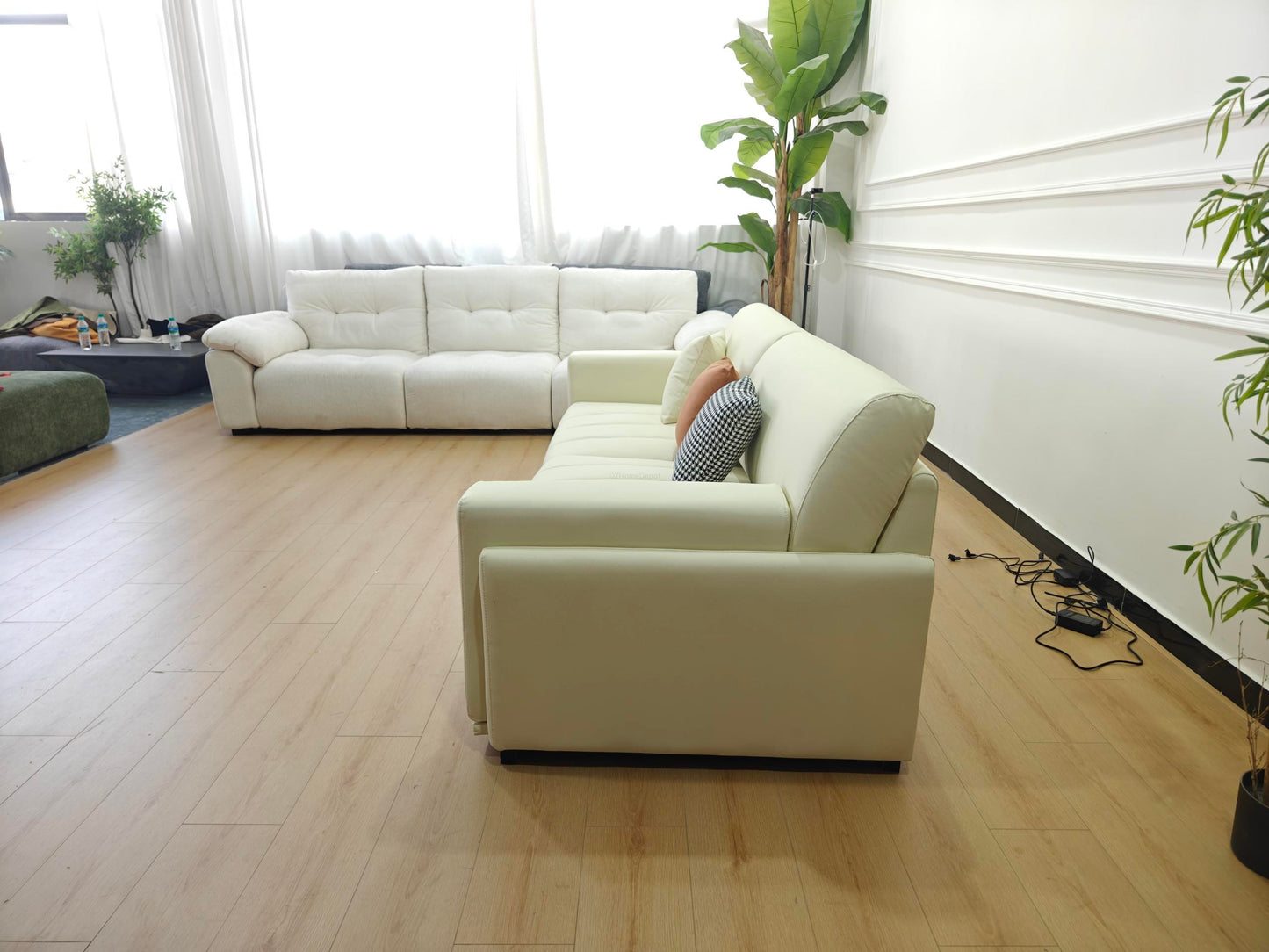 SKANDI Comfortable Cat-Scratch Fabric 3-Seater Sofa 260cm | Premium Beige Grey Sofa Melbourne | OZHomeDepot