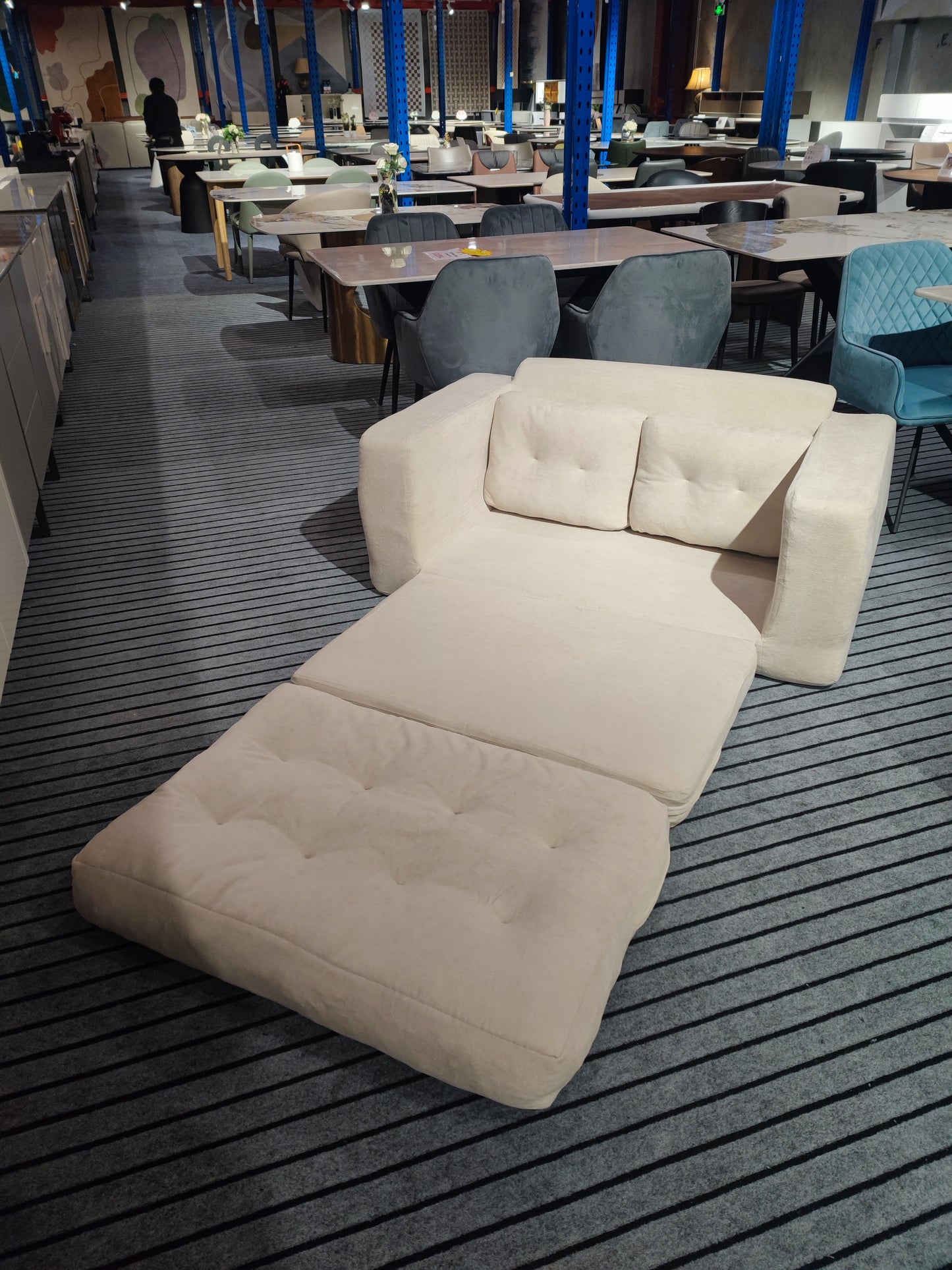 Cream Foam High-Density Foam Convertible Sofa Bed | Foldable Single Lounge Chair - Beige