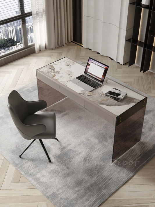 Angelo Sintered Stone Top Study Desk with Drawers /Steel Legs/Ceramic/ Home Office Desk