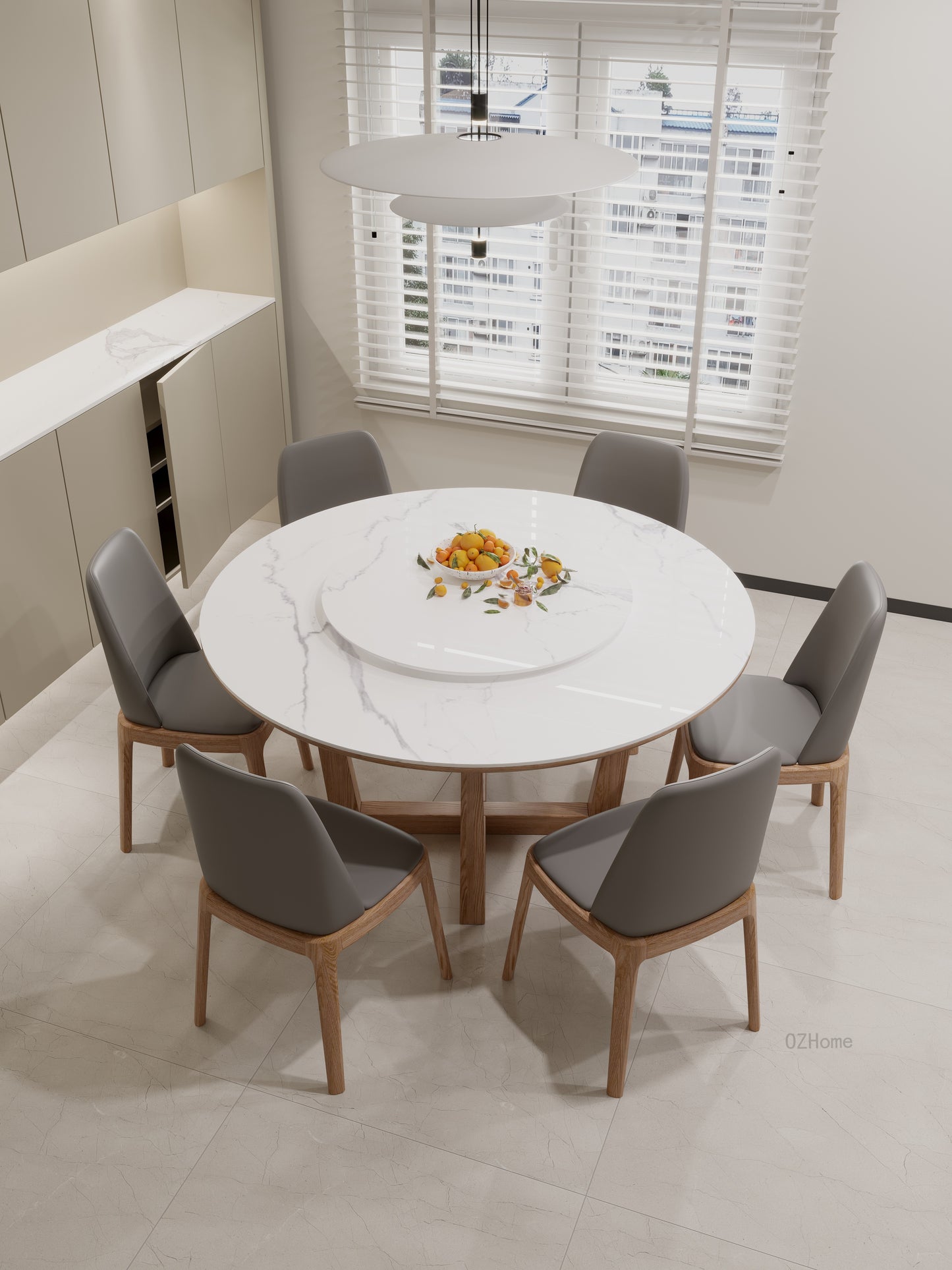 BLAISE Round Dining Table with Premium Sintered Stone Top and Solid Wood Base – Model 9020BLAISE Round Dining Table with Premium Sintered Stone Top and Solid Wood Base – Model 9020
