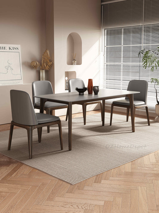 BENCY Rectangular Ceramic Top Dining Table/Solid Timber Frame/Natural Wood Color Legs