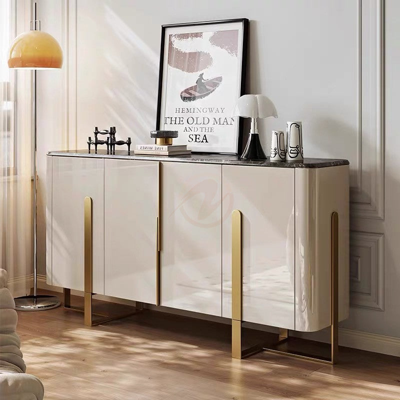 Tavolo Italian Minimalist Sintered Stone Countertop Sideboard with Drawers | Entryway Cabinet | Shoe Cabinet | 7030