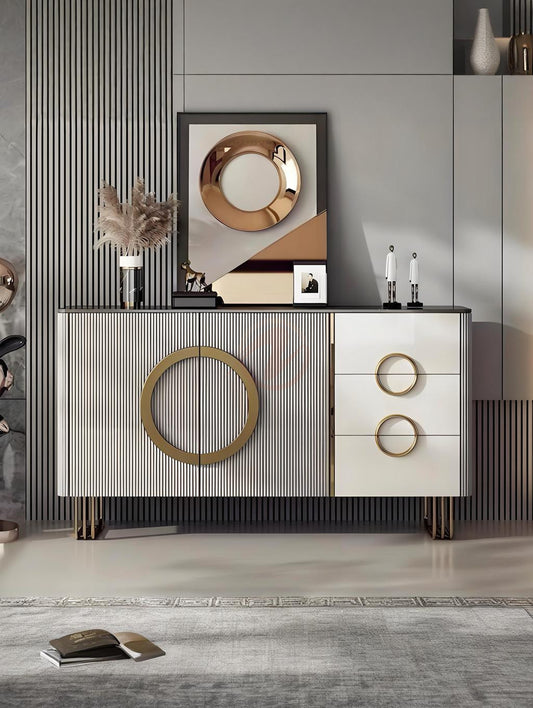 LORENZOL Italian Minimalist Sintered Stone Countertop Sideboard with Drawers | Entryway Cabinet | Shoe Cabinet | 7028