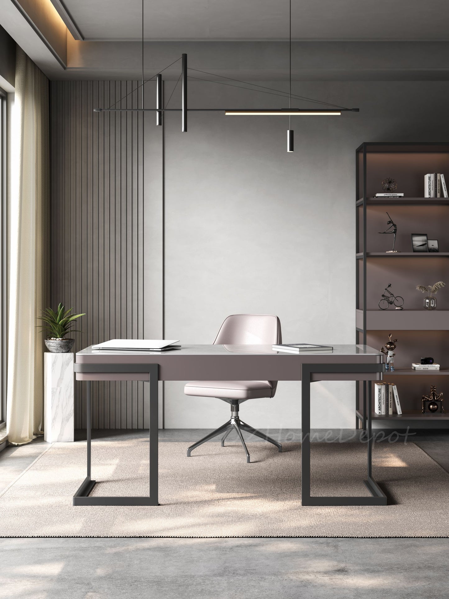 Ezio Sintered Stone Top Study Desk with Drawers /Steel Legs/Ceramic/ Home Office Desk